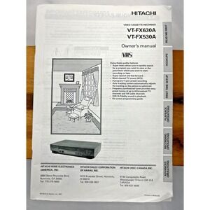 Hitachi VT-FX630A VT-FX530A VCR Owner's Manual Original OEM 1997